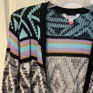 Long tribal print cardigan